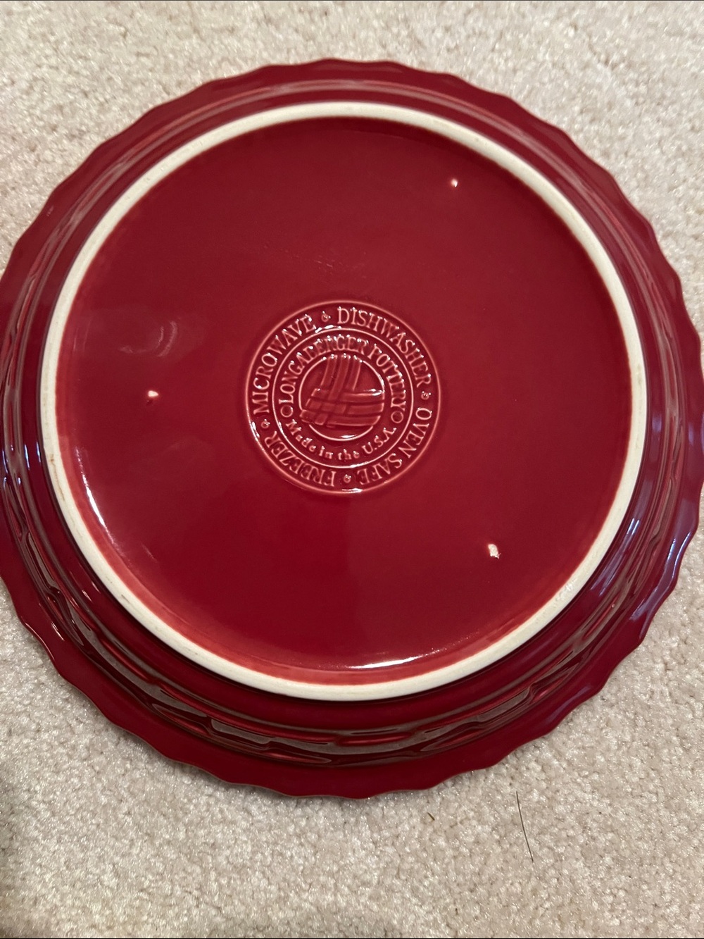 Longaberger Pie Plate Paprika woven Traditions- Never Used EC